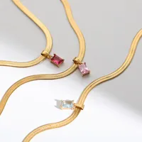 Wholesale Jewelry Geometric Glass Copper 18K Gold Plated Necklace main image 2