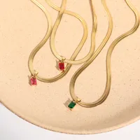 Wholesale Jewelry Geometric Glass Copper 18K Gold Plated Necklace main image 3