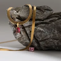 Wholesale Jewelry Geometric Glass Copper 18K Gold Plated Necklace main image 4