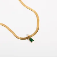 Wholesale Jewelry Geometric Glass Copper 18K Gold Plated Necklace main image 5