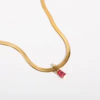 Wholesale Jewelry Geometric Glass Copper 18K Gold Plated Necklace sku image 1