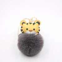 Cartoon Tiger Imitation Rex Rabbit Fur Ball Keychain Car Car Zodiac Tiger Plush Pendant Accessories sku image 9