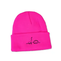 Woolen Hat Autumn And Winter New Wild Fashion Warmth Japanese Cute Two Dinosaur Knitted Hat Korean Trend sku image 4