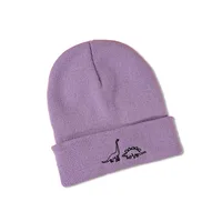 Woolen Hat Autumn And Winter New Wild Fashion Warmth Japanese Cute Two Dinosaur Knitted Hat Korean Trend sku image 2