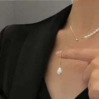 Wholesale Jewelry Heart 304 Stainless Steel Titanium Steel Freshwater Pearl 18K Gold Plated Inlaid Gold Pendant Necklace main image 5