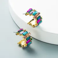 Fashion Flower Diamond Alloy Artificial Gemstones Earrings main image 2