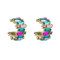 Fashion Flower Diamond Alloy Artificial Gemstones Earrings main image 5