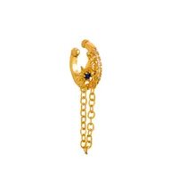 Simple Zircon Holeless Ear Bone Clip Retro Copper Inlaid Zircon Five-pointed Star Chain Ear Clip sku image 1