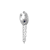 Simple Zircon Holeless Ear Bone Clip Retro Copper Inlaid Zircon Five-pointed Star Chain Ear Clip sku image 2