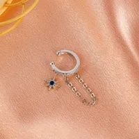 Simple Zircon Holeless Ear Bone Clip Retro Copper Inlaid Zircon Five-pointed Star Chain Ear Clip main image 4
