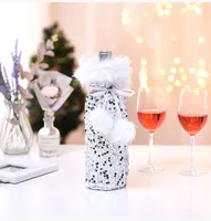 Cross-border New Arrival Christmas Decorations European And American Sequins Bottle Cover Plush Drawstring Wine Gift Box Hotel Dining Table Dress Up sku image 3