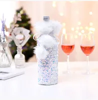 Cross-border New Arrival Christmas Decorations European And American Sequins Bottle Cover Plush Drawstring Wine Gift Box Hotel Dining Table Dress Up sku image 2