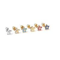 Ear Cartilage Rings & Studs Simple Style Flower Copper Artificial Gemstones main image 5