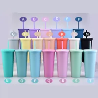 Double-layer Plastic Straw Cup With Lid 24oz Large-capacity Plastic Frosted Ready-to-hand Water Cup main image 3