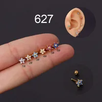Ear Cartilage Rings & Studs Simple Style Flower Copper Artificial Gemstones sku image 6