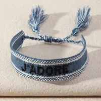 Cross-border  Cotton Woven Colorful Nepal Ethnic Style Hand-woven Long Fringe I Like Bracelets For Women Wholesale sku image 1