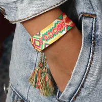 Cross-border  Cotton Woven Colorful Nepal Ethnic Style Hand-woven Long Fringe I Like Bracelets For Women Wholesale main image 5