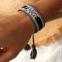 Cross-border  Cotton Woven Colorful Nepal Ethnic Style Hand-woven Long Fringe I Like Bracelets For Women Wholesale main image 3