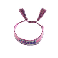 Cross-border  Cotton Woven Colorful Nepal Ethnic Style Hand-woven Long Fringe I Like Bracelets For Women Wholesale main image 2