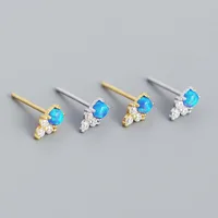 925 Sterling Silver Gem Geometric Earrings Ear Studs main image 4