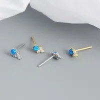 925 Sterling Silver Gem Geometric Earrings Ear Studs main image 3