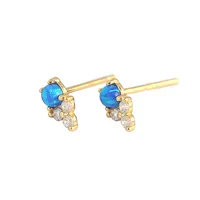 925 Sterling Silver Gem Geometric Earrings Ear Studs main image 2