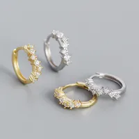 European And American S925 Silver Geometric Wave Diamond Earrings main image 5