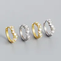 European And American S925 Silver Geometric Wave Diamond Earrings main image 4