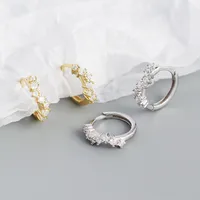 European And American S925 Silver Geometric Wave Diamond Earrings main image 3