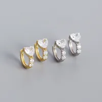 925 Sterling Silver Gem Heart Shape Earrings main image 2