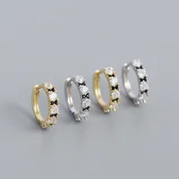 New S925 Silver Geometric Two-color Zircon Ear Ring Ear Buckle main image 2