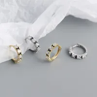 New S925 Silver Geometric Two-color Zircon Ear Ring Ear Buckle main image 3