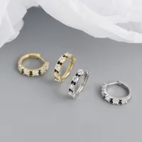 New S925 Silver Geometric Two-color Zircon Ear Ring Ear Buckle main image 4