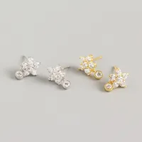 925 Sterling Silver Gem Flower Earrings Ear Studs main image 1