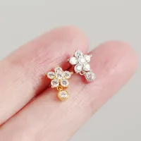 925 Sterling Silver Gem Flower Earrings Ear Studs main image 2