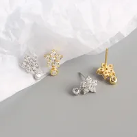 925 Sterling Silver Gem Flower Earrings Ear Studs main image 3