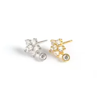 925 Sterling Silver Gem Flower Earrings Ear Studs main image 5