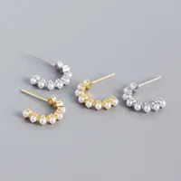 S925 Silver Geometric Type C-shape Pearl Earring Wholesale main image 1