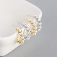 S925 Silver Geometric Type C-shape Pearl Earring Wholesale main image 3