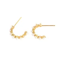 S925 Silver Geometric Type C-shape Pearl Earring Wholesale main image 5