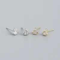 925 Sterling Silver Gem Geometric Earrings Ear Studs main image 1