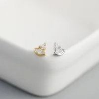925 Sterling Silver Gem Geometric Earrings Ear Studs main image 2