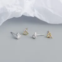 925 Sterling Silver Gem Geometric Earrings Ear Studs main image 3