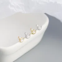 925 Sterling Silver Gem Geometric Earrings Ear Studs main image 4