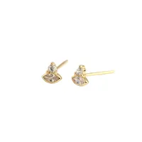 925 Sterling Silver Gem Geometric Earrings Ear Studs main image 5
