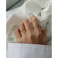 Korean Niche Geometric Flat Round Beads S925 Sterling Silver Ring Female Wholesale main image 3