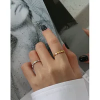 Korean Niche Geometric Flat Round Beads S925 Sterling Silver Ring Female Wholesale main image 4