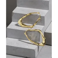 Niche Design Sense Minimalist Wild Irregular Surface Texture S925 Sterling Silver Earrings main image 2