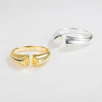 925 Sterling Silver No Inlaid Geometric Wide Band Rings Open Rings Rings main image 2