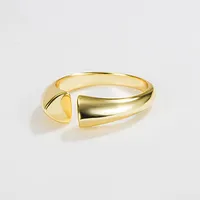 925 Sterling Silver No Inlaid Geometric Wide Band Rings Open Rings Rings main image 1